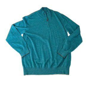 NWOT UNTUCKit Belgurdo Teal Quarter Zip Merino Wool Sweater | Size Medium